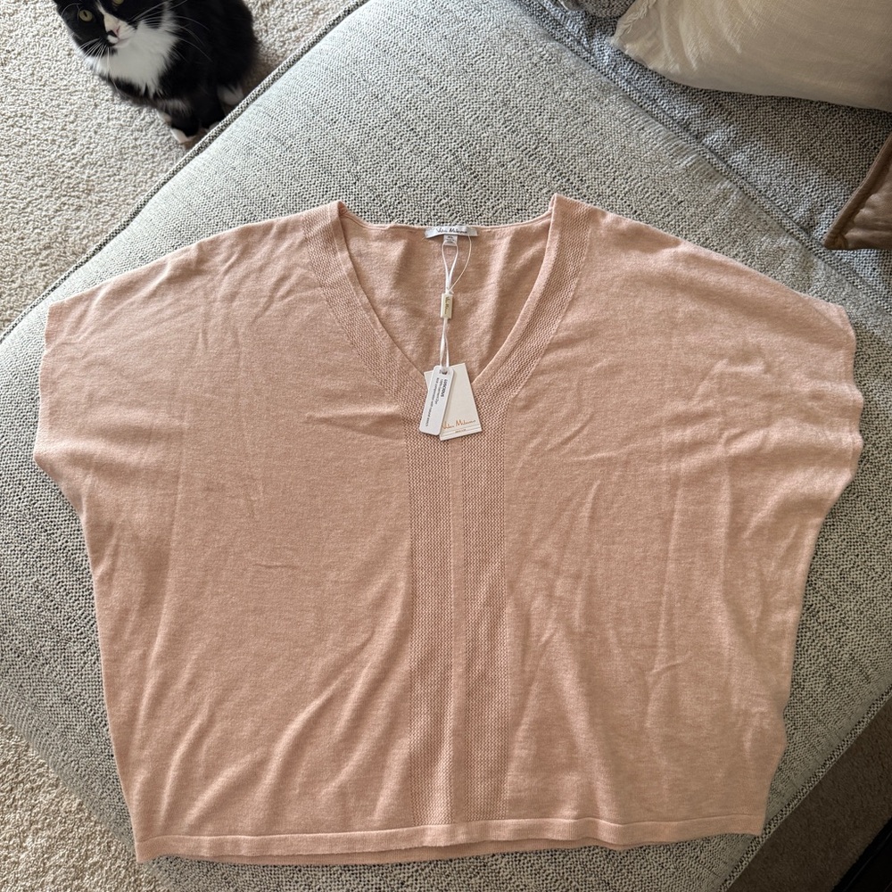 Women's Beige V-Neck Top